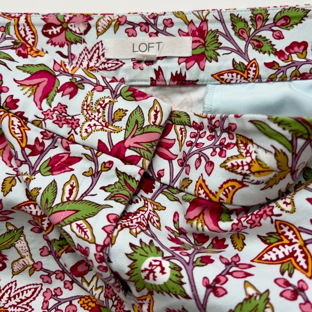 LOFT High Waist Floral Women's Shorts - Pink and Green - Picture 3 of 6